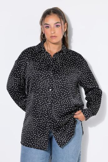Plus size veliki brojevi Bluza dugih rukava od satena šireg kroja za punije