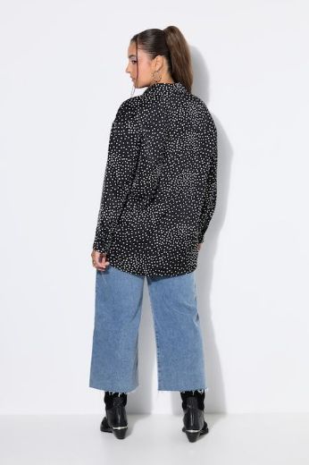 Plus size veliki brojevi Bluza dugih rukava od satena šireg kroja za punije