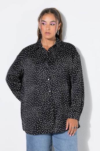 Plus size veliki brojevi Bluza dugih rukava od satena šireg kroja za punije