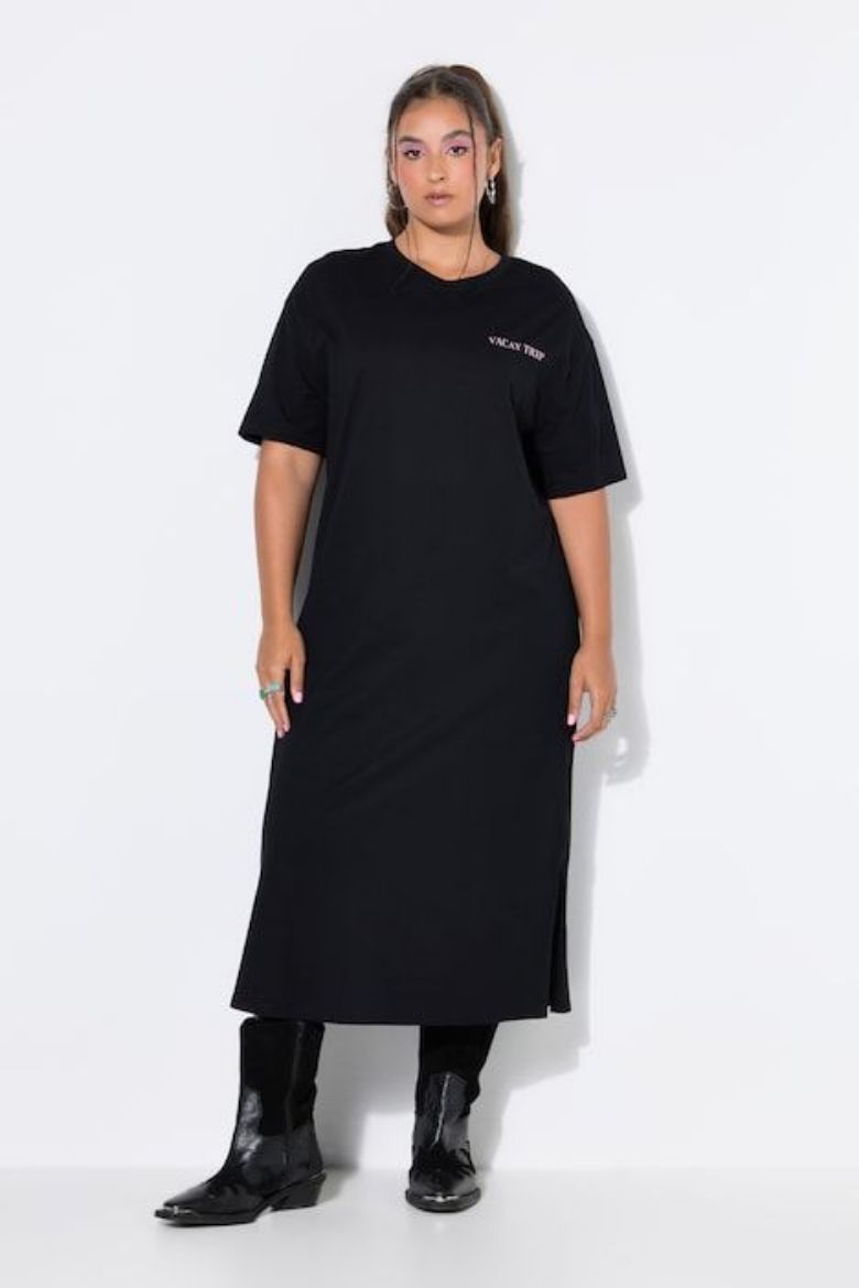 Plus size veliki brojevi Haljina kratkih rukava šireg kroja za punije