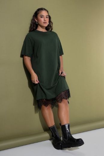 Plus size veliki brojevi Haljina kratkih rukava s čipkastim rubom za punije