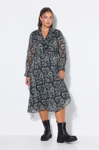 Plus size veliki brojevi Haljina midi A kroja dugih rukava za punije