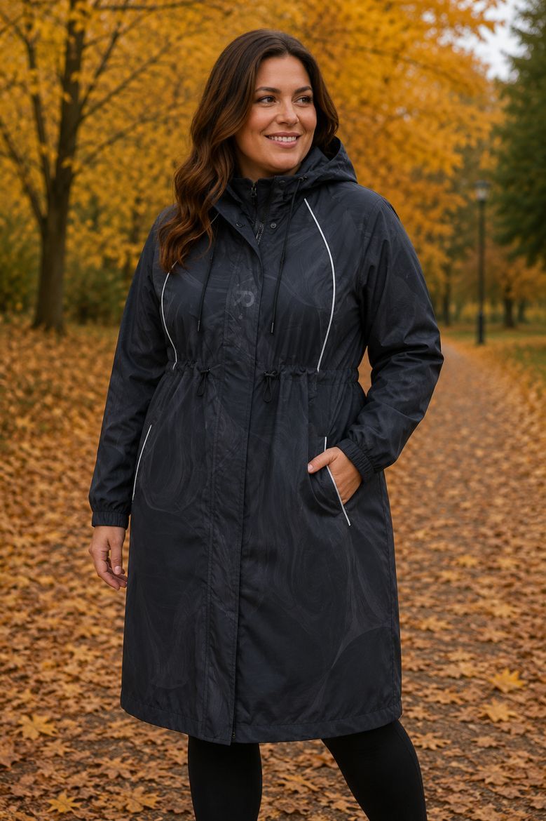 Plus size veliki brojevi Parka vodootporna A kroja s kapuljačom za punije