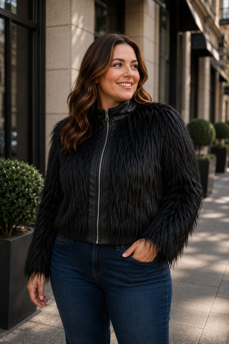Plus size veliki brojevi Jakna kožnog izgleda za punije