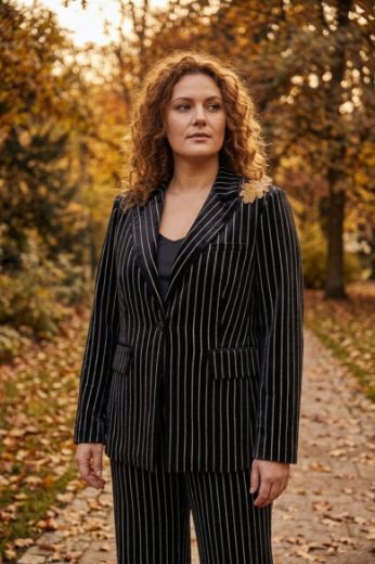 Plus size veliki brojevi Sako prugasti za punije