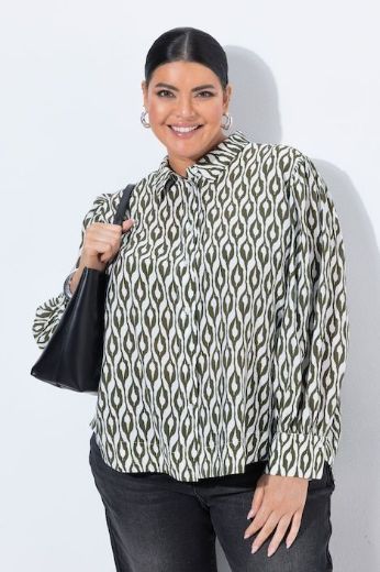 Plus size veliki brojevi Bluza dugih rukava šireg kroja s kragnom i uzorkom za punije