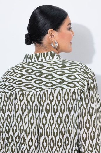 Plus size veliki brojevi Bluza dugih rukava šireg kroja s kragnom i uzorkom za punije