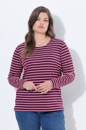 Plus size veliki brojevi Majica dugih rukava na pruge za punije