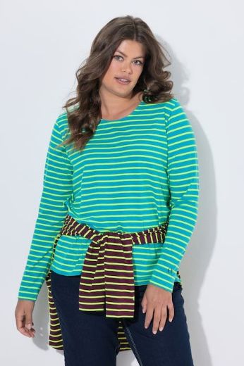 Plus size veliki brojevi Majica dugih rukava na pruge za punije