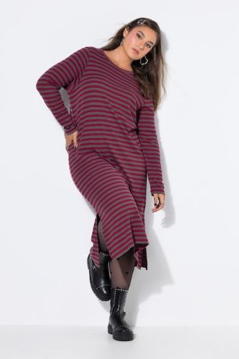 Plus size veliki brojevi Haljina dugih rukava na pruge za punije