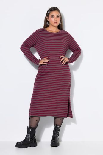 Plus size veliki brojevi Haljina dugih rukava na pruge za punije