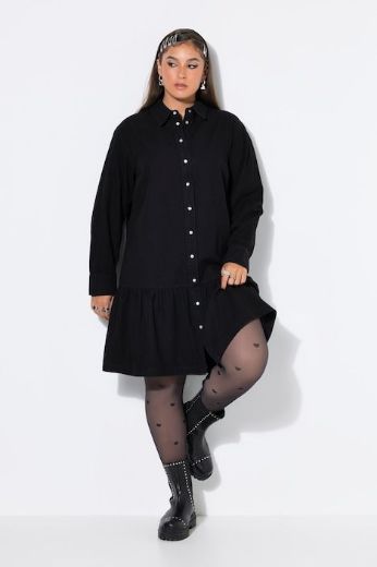 Plus size veliki brojevi Haljina traper dugih rukava šireg kroja za punije