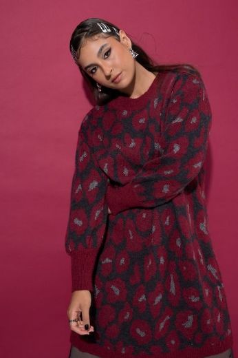 Plus size veliki brojevi Haljina dugih rukava šireg kroja leo uzorka za punije