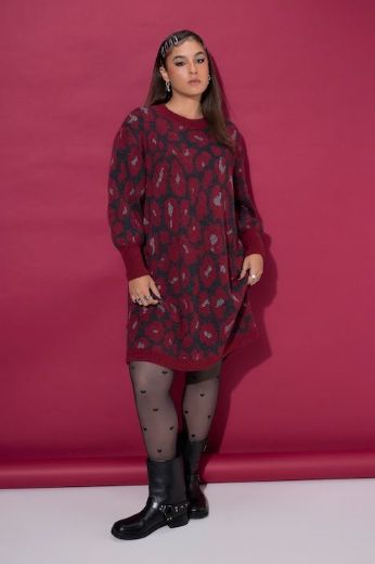 Plus size veliki brojevi Haljina dugih rukava šireg kroja leo uzorka za punije