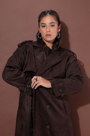 Plus size veliki brojevi Kaput od imitacije brušene kože za punije