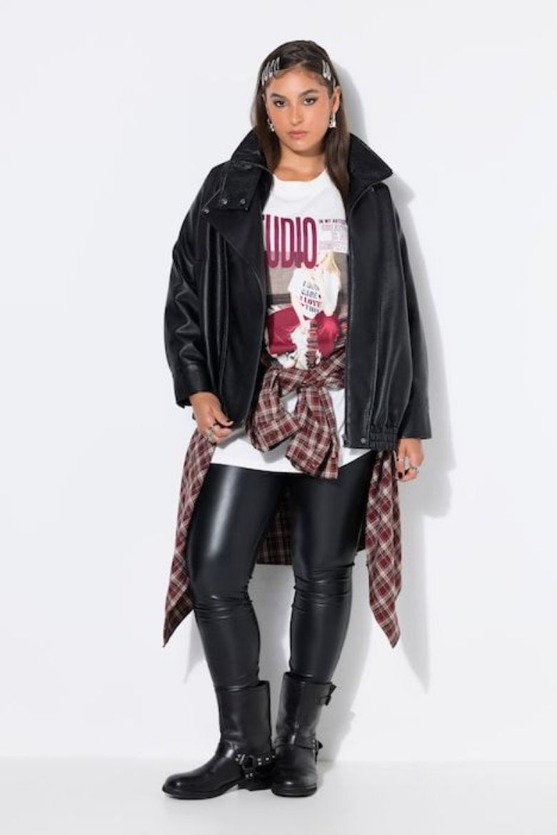 Plus size veliki brojevi Jakna od imitacije kože za punije
