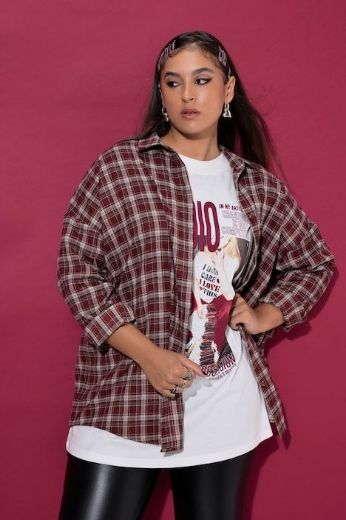 Plus size veliki brojevi Košulja karirana dugih rukava za punije