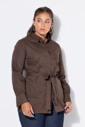 Plus size veliki brojevi Bluza dugih rukava s pojasom na vezanje za punije