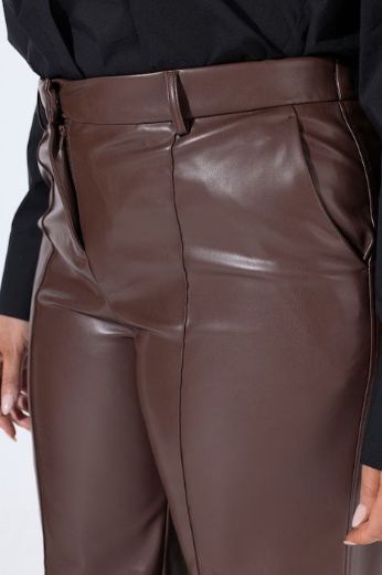 Plus size veliki brojevi Hlače ravnih nogavica  imitacije kože za punije