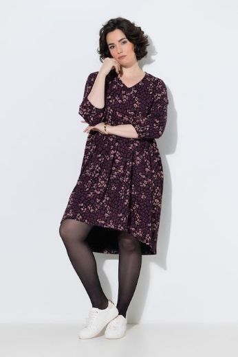 Plus size veliki brojevi Haljina 3/4 rukava V ovratnika za punije
