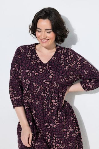 Plus size veliki brojevi Haljina 3/4 rukava V ovratnika za punije