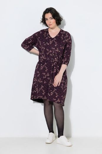 Plus size veliki brojevi Haljina 3/4 rukava V ovratnika za punije