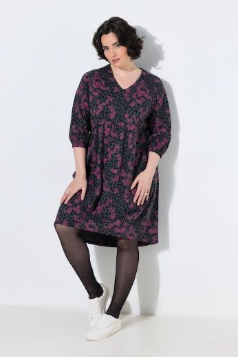 Plus size veliki brojevi Haljina 3/4 rukava V ovratnika za punije