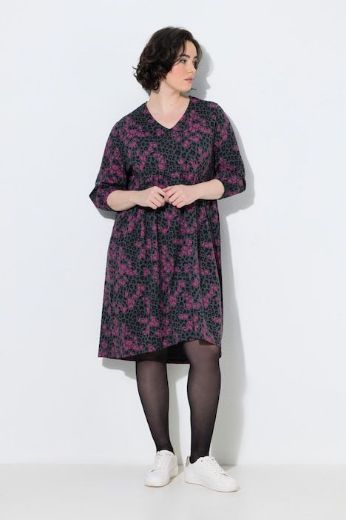 Plus size veliki brojevi Haljina 3/4 rukava V ovratnika za punije