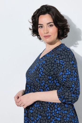 Plus size veliki brojevi Haljina 3/4 rukava V ovratnika za punije