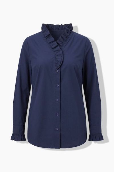 Veliki brojevi Bluza s volanom na ovratniku moda za punije