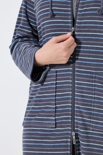 Plus size veliki brojevi Ogrtač s kapuljačom na pruge za punije