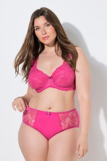 Plus size veliki brojevi Gaćice midi s cvjetnom čipkom za punije