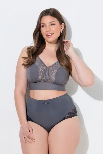 Plus size veliki brojevi Gaćice visokog struka s dodatkom ukrasne čipke za punije