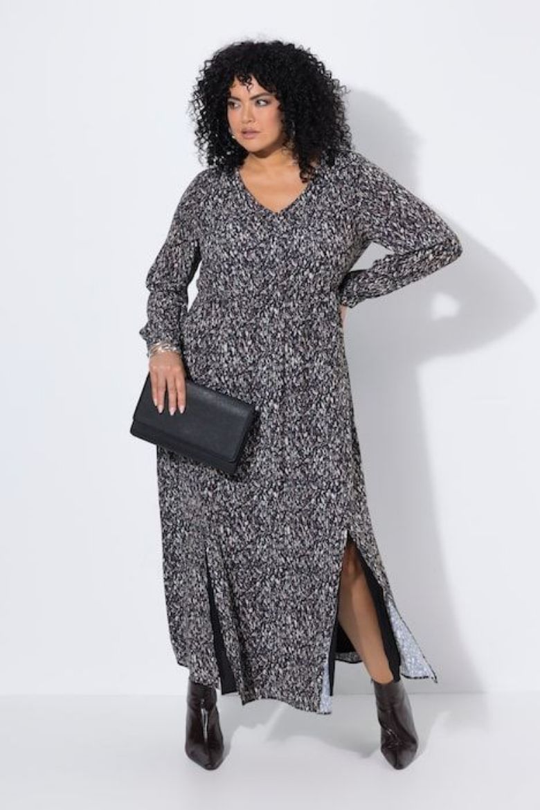 Plus size veliki brojevi Haljina maxi dugih rukava za punije
