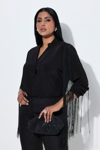 Veliki brojevi Bluza dugih rukava s resicama moda za punije