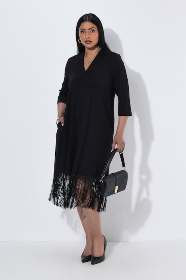 Plus size veliki brojevi Haljina midi 3/4 rukava za punije