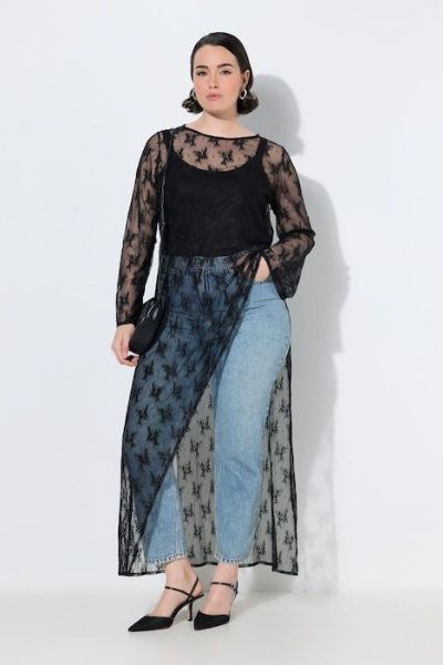 Veliki brojevi Haljina maxi od prozirne čipke moda za punije