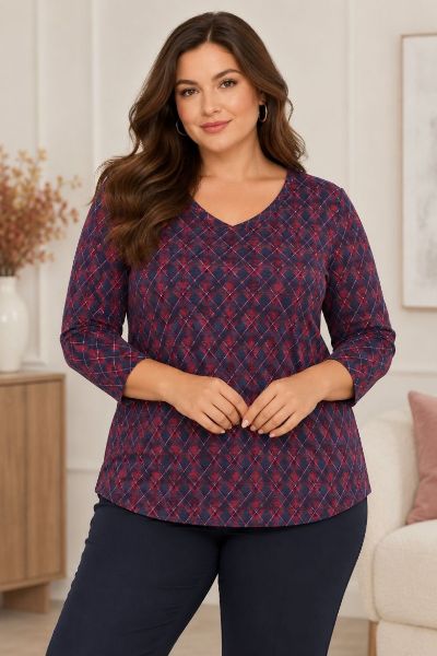 Veliki brojevi Majica 3/4 rukava moda za punije