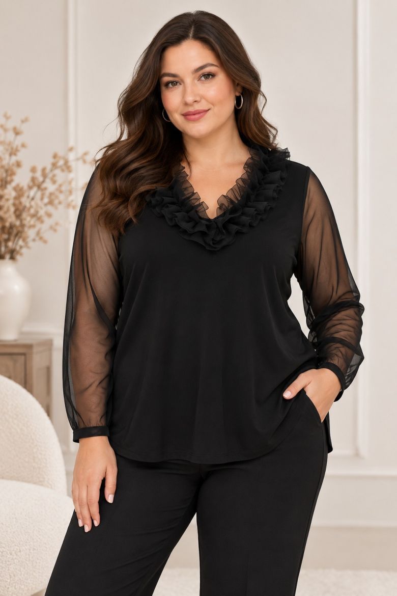 Plus size veliki brojevi Majica dugih rukava V ovratnika za punije