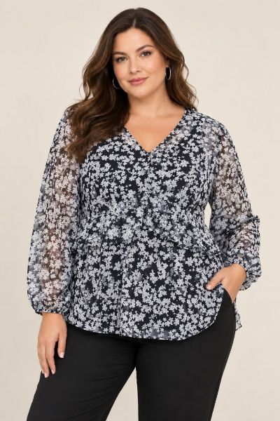 Veliki brojevi Bluza dugih rukava moda za punije