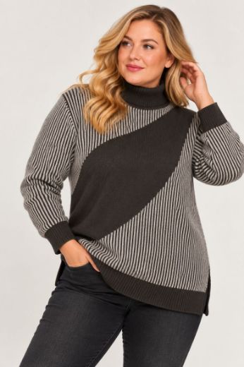 Plus size veliki brojevi Pulover dugih rukava povišenog ovratnika za punije