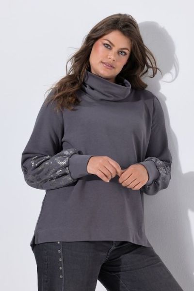 Veliki brojevi Majica dugih rukava povišenog ovratnika moda za punije