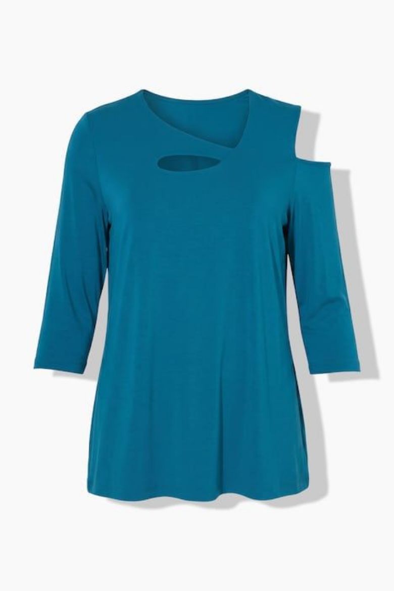Plus size veliki brojevi Majica 3/4 rukava s asimetričnim izrezima za punije