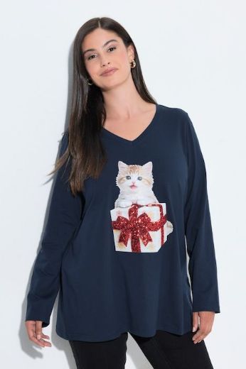 Plus size veliki brojevi Majica dugih rukava s božićnim motivom za punije
