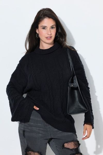 Veliki brojevi Pulover dugih rukava povišenog ovratnika moda za punije