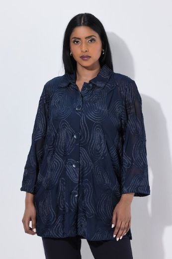 Plus size veliki brojevi Jakna lagana 3/4 rukava s ukrasnim vezom za punije
