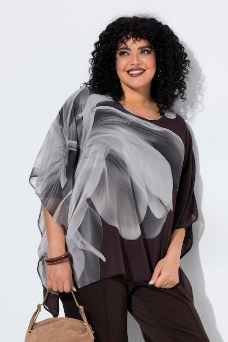 Plus size veliki brojevi Tunika kratkih rukava slojevitog izgleda za punije