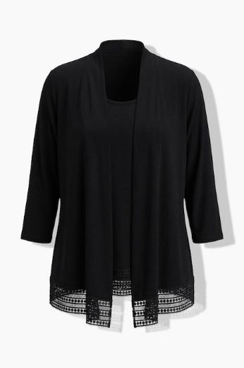 Plus size veliki brojevi Majica 3/4 rukava slojevitog izgleda za punije