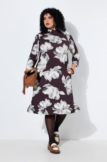 Plus size veliki brojevi Haljina midi 3/4 rukava cvjetnog uzorka za punije