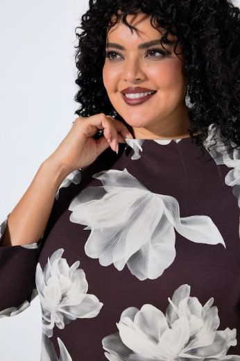 Plus size veliki brojevi Haljina midi 3/4 rukava cvjetnog uzorka za punije
